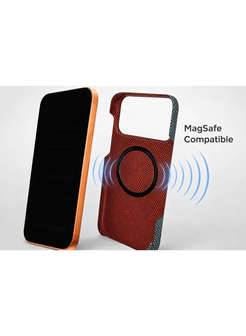 فوني Phoni Ultra Slim Magnetic Case for iPhone 17 Pro, Compatible with MagSafe, Thin Lightweight Matte Phone Case, Carbon Fiber Style Texture, Raised Camera Protection (Verdant Dusk – Green Carbon) - Image 4